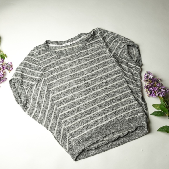 Anthropologie Tops - Anthropologie MINE Thin Knit Striped Gray Top - L